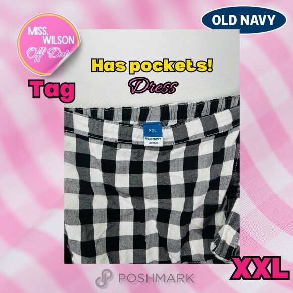 Old Navy Black and White Checkerboard Skater Dress-XXL - Picture 3 of 3